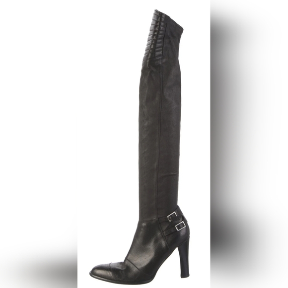Plein Sud HOT ITEM! Leather Over The Knee Sock Boots in Black. Sz 38/8. R2S!! - Picture 1 of 12